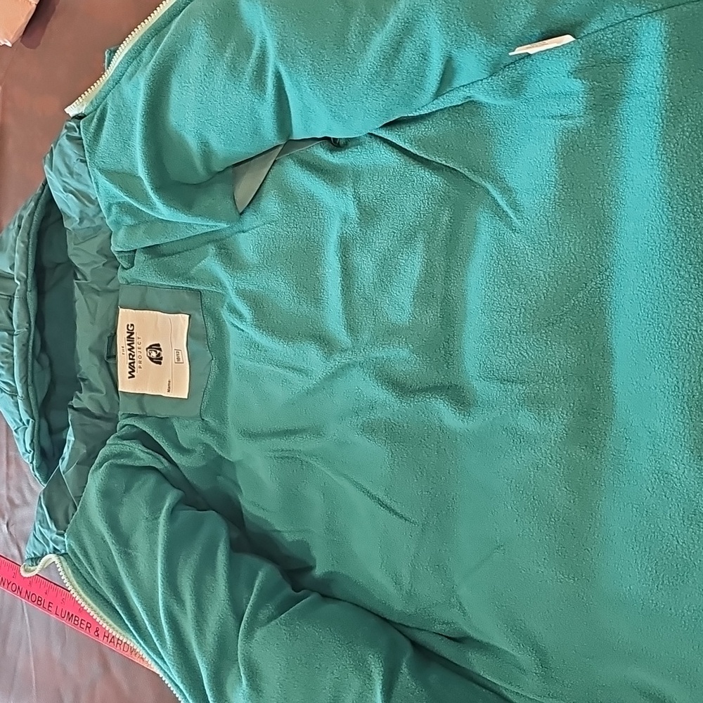 The Warming Project Girls Teal Green Puffer Jacket Hooded Zip Up Size L - Picture 8 of 11